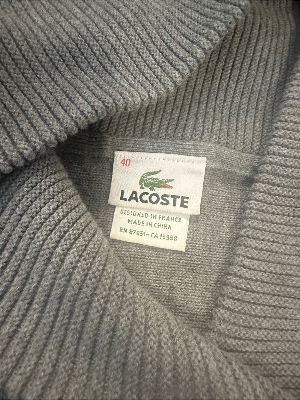 Lacoste shawl neck sweater - size 40
